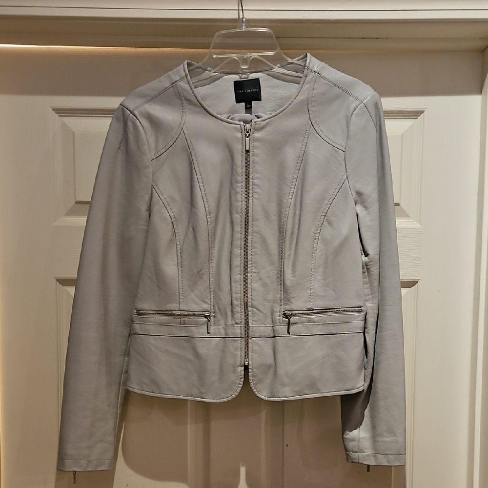 The Limited Light Gray Faux Leather Jacket